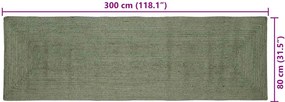 vidaXL Χαλιά χώρου Ορθογώνιος Λαδί 80 x 300 cm Γιούτα