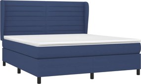 vidaXL Κρεβάτι Boxspring με Στρώμα Μπλε 180x200 εκ. Υφασμάτινο