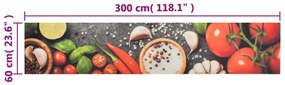 vidaXL Χαλί Κουζίνας Πλενόμενο Σχέδιο Λαχανικά 60 x 300 εκ. Βελούδινο