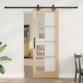 vidaXL Συρόμενη Πόρτα  με Σετ Υλικών 73.5x198.5 εκ. Συμπαγές Ξύλο Πεύκο