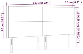 vidaXL Κεφαλάρι Κρεβατιού LED Μαύρο 183x16x118/128 εκ. Υφασμάτινο