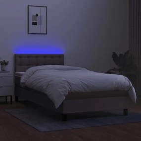 vidaXL Κρεβάτι Boxspring με Στρώμα &amp; LED Taupe 80x200 εκ. Υφασμάτινο