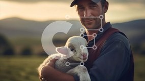 Σετ των 2 Intra Συλλεκτικό Ξύλινο Παζλ Plywood  4mm - Άτομο που κρατά μικρό αρνί Σε Ξύλινο Κουτί - Διαστάσεις: 10x10 cm – 25 κομμάτια