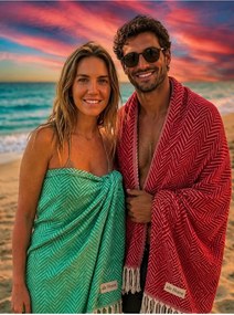 Stewehome Σετ 2 τεμαχίων πετσέτες παραλίας από 100% βαμβάκι πλεκτές 100x180 cm