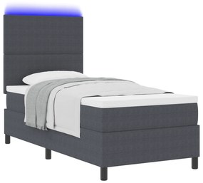 vidaXL Κρεβάτι με Βάση και Στρώμα & LED Σκούρο Γκρι 80x200 εκ. Βελούδο
