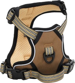 vidaXL Λουρί Σκύλου με Οδηγό και Κολάρο Ρυθμιζόμενο Καφέ M