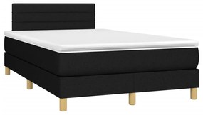 vidaXL Κρεβάτι Boxspring με Στρώμα & LED Μαύρο 120x190 εκ. Υφασμάτινο