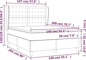 vidaXL Κρεβάτι Boxspring με Στρώμα Καπουτσίνο 140x200εκ.από Συνθ.Δέρμα