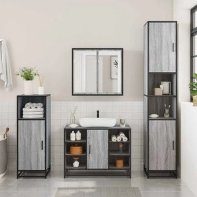 VidaXL Σετ Επίπλων Μπάνιου 3 Τεμαχίων Γκρι Sonoma Επεξεργασμένο Ξύλο