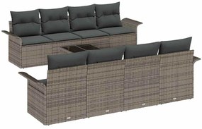 vidaXL Σετ Καναπέ Κήπου 9 pcs Γκρι Πολυ ράταν