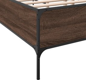 vidaXL Πλαίσιο Κρεβατιού Καφέ Δρυς 200x200 εκ. Επεξ. Ξύλο &amp; Μέταλλο