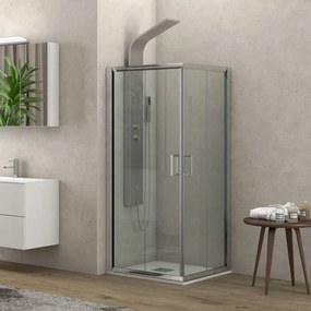 KARAG NEW FLORA Καμπίνα τετράγωνη με διάφανο κρύσταλλο NEW FLORA 100 Χρωμέ KARAG 90x90x180cm KARAG-5206836552514