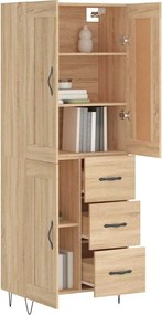 vidaXL Ντουλάπι Sonoma δρυς 69,5 x 34 x 180 εκ. από Επεξεργασμένο Ξύλο