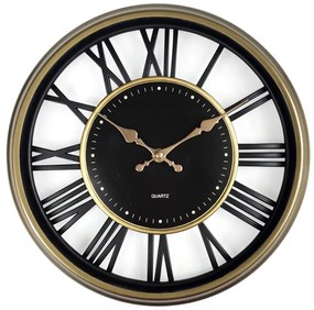 Ρολόι Τοίχου Χρυσό Πλαστικό Φ30.5x4cm