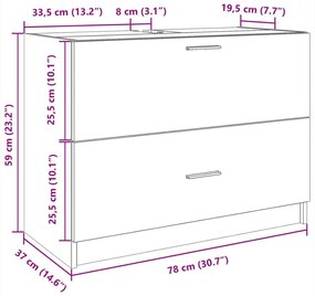 Ντουλάπι Νιπτήρα Γκρι του Σκυροδέματος 78x37x59 εκ. Επεξ. Ξύλο - Γκρι