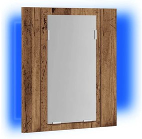 vidaXL Έπιπλο Καθρέφτη Μπάνιου LED Παλαιό Ξύλο 40x12x45 εκ. Επεξ. Ξύλο
