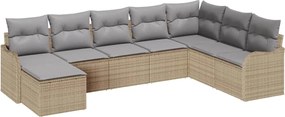 vidaXL Σετ Καναπέ Κήπου 8 pcs μπεζ και ανοιχτό γκρι Πολυ ράταν
