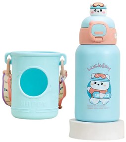 Παιδικό παγούρι-θερμός με καλαμάκι - 500ml Μπλε