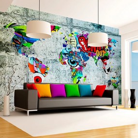 Αυτοκόλλητη ταπετσαρία γκράφιτι παγκόσμιος χάρτης - 294x210