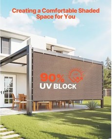 VEVOR 90% Sun Shade Cloth Privacy Screen 8 x 12 ft for Patio Garden (Brown)