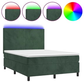 ΚΡΕΒΑΤΙ BOXSPRING ΜΕ ΣΤΡΩΜΑ &amp; LED ΣΚ. ΠΡΑΣΙΝΟ 140X190ΕΚ ΒΕΛΟΥΔΟ 3136002