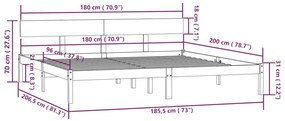 Πλαίσιο Κρεβατιού Μαύρο 180x200 εκ. Μασίφ Πεύκο Super King Size - Μαύρο