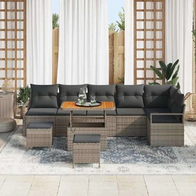 vidaXL Σετ Καναπέ Κήπου με μαξιλάρι 9 pcs Γκρι 90 x 55 x 71 cm