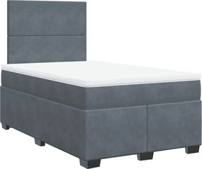 vidaXL Κρεβάτι Boxspring με Στρώμα Σκούρο Γκρι 120x200 εκ. Βελούδινο