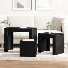 vidaXL Ένθετα τραπέζια 3 τμχ. Μαύρη Οξυά 61 x 30 x 50 εκ
