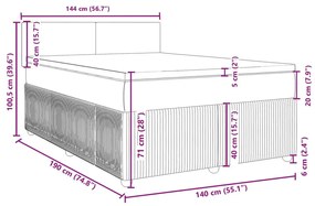 Κρεβάτι Boxspring με Στρώμα Μπλε 140x190 εκ. Βελούδινο - Μπλε