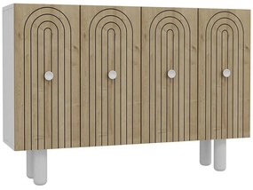 Μπουφές Woise Bohem 475OLV2351 120x29,6x75cm White-Oak Μοριοσανίδα, Μελαμίνη