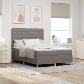 vidaXL LED Κρεβάτι με βάθρο με στρώμα Taupe 140 x 200 cm ύφασμα