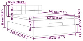 Οθωμανικό κρεβάτι με στρώμα Σκούρο γκρι 140x200cm ύφασμα - Γκρι