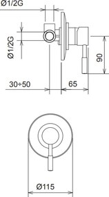 La Torre New Tech Chrome 12151N - Μίκτης εντοιχισμού με εκτροπεα 3 εξόδων