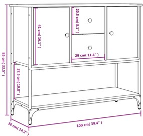 Ντουλάπι Γκρι Sonoma 100x36x85 εκ. από Επεξεργασμένο Ξύλο - Γκρι