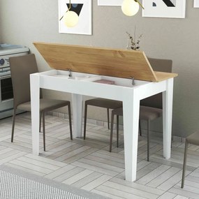 Stewehome Τραπέζι κουζίνας Λευκό / Δρυς 110x72x75 cm