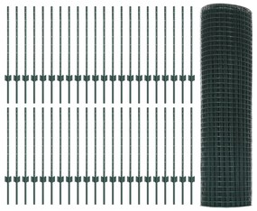 vidaXL Συρματόπλεγμα Φράχτη με 44 U Posts Πράσινο 0.8x100 μ Χάλυβα
