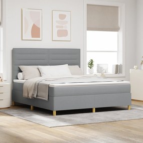 vidaXL Κρεβάτι Box Spring με Στρώμα & LED Γκρι 180x200 εκ. Ύφασμα
