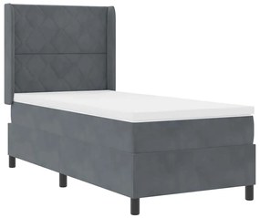 vidaXL Κρεβάτι Box Spring LED με Στρώμα Σκούρο Γκρι 90 x 200 cm