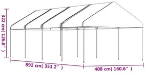 vidaXL Κιόσκι με Τέντα Λευκό 8,92 x 4,08 x 3,22 μ. από Πολυαιθυλένιο