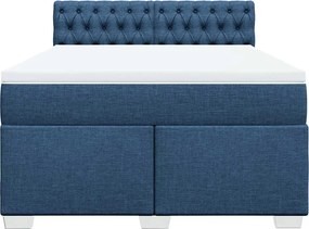 vidaXL Κρεβάτι Boxspring με Στρώμα Μπλε 140x190 εκ. Υφασμάτινο