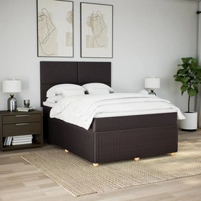 vidaXL Κρεβάτι Boxspring με Στρώμα Σκούρο Καφέ 140x200 εκ Υφασμάτινο