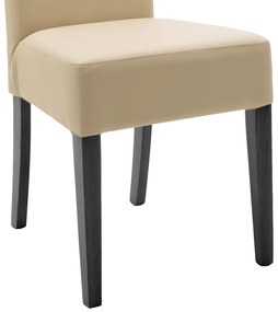 Καρέκλα Ditta pakoworld PU εκρού- πόδι μασίφ ξύλο μαύρο | Συσκευασία 2 τμχ