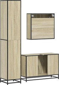 vidaXL Σετ Επίπλων Μπάνιου 3 Τεμαχίων Sonoma Δρυς Επεξεργασμένο Ξύλο