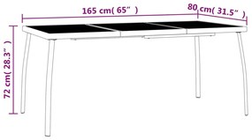 Τραπέζι Κήπου Ανθρακί με Πλέγμα 165 x 80 x 72 εκ. Ατσάλινο - Ανθρακί