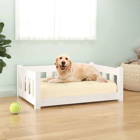 Κρεβάτι Σκύλου Λευκό 75,5 x 75,5 x 28 εκ. από Μασίφ Ξύλο Πεύκου