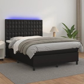 ΚΡΕΒΑΤΙ BOXSPRING ΜΕ ΣΤΡΩΜΑ &amp; LED ΜΑΥΡΟ 140X190 ΕΚ. ΣΥΝΘ. ΔΕΡΜΑ 3135939