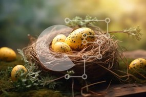 Intra Συλλεκτικό Ξύλινο Παζλ Plywood 4mm - Φωλιά με αυγά σε ξύλινη επιφάνεια με βρύα και φυτά Σε Ξύλινο Κουτί - Διαστάσεις: 10x10 cm – 25 κομμάτια