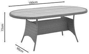 Τραπέζι Keir rattan-αλουμίνιο καφέ 180x90x72εκ 180x90x72 εκ.