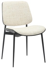 DINING CHAIR CONTI  BLACK METAL &amp; PLYWOOD-ECRU FABRIC 48,5x56x82,5Hcm.